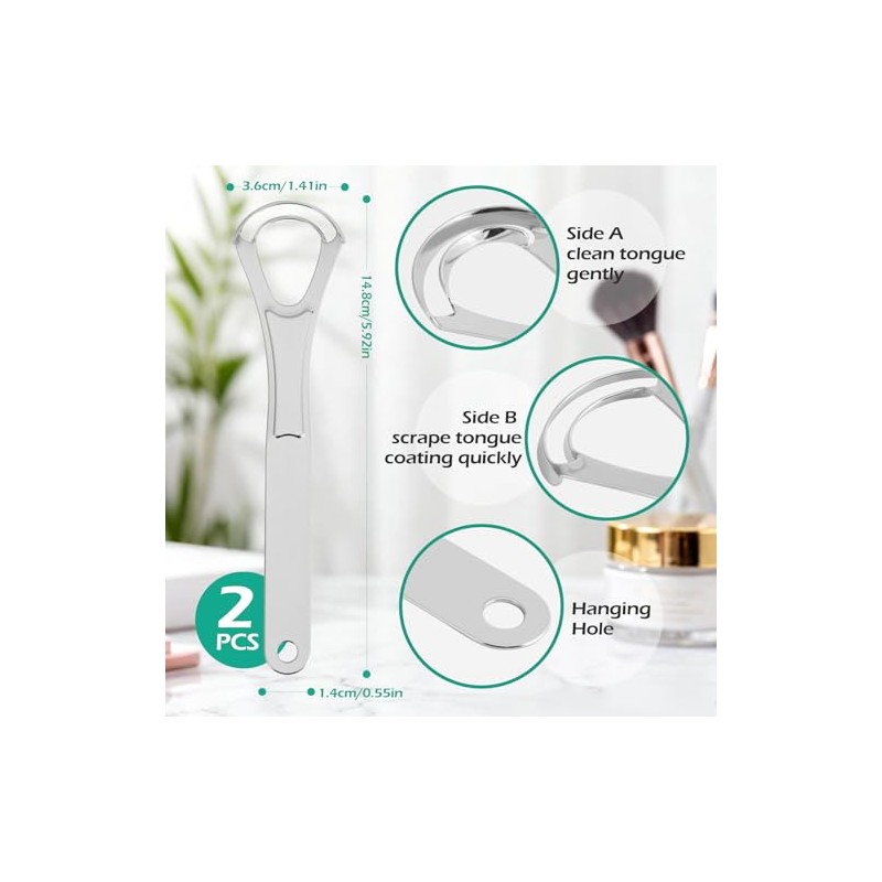 GeeRic Set de 2 Cepillo de Lengua de Acero Inoxidable