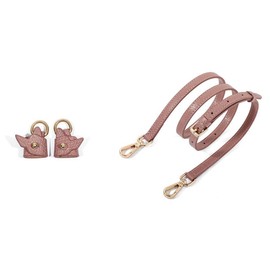GreatRise Leather Bag Strap Adjustable Shoulder Strap Buckles 1.2 cm Bag Shoulder Strap with 1 Pair Shoulder Strap Adapter for Mini Bags Handbag Purse Shoulder Bag Dusky Pink Gold