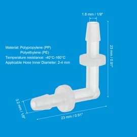 PATIKIL 1/9" Hose Barb 90 Degree Elbow L Fitting, 5 Pack Plastic Equal Barbed Joint Splicer Mender Union Coupler Adapter 0.9 Inch for Gas Liquid Air Line Tubing Pipe