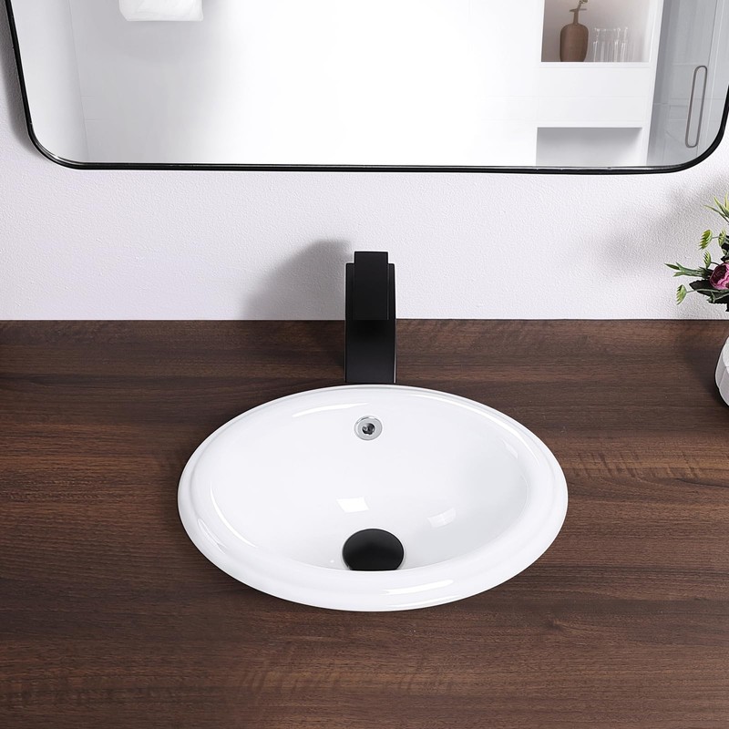 Bathroom Vessel Sink 16'' x 12'' Semi Recessed Bathroom Sink