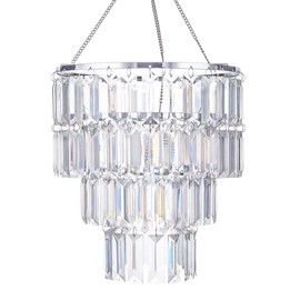 Sunli House Modern Chandelier Shade, Faux Chandeliers Light Fixture Pendant Ceiling Lampshade for Girls Bedroom, W9.84 X H11 (Chrome)
