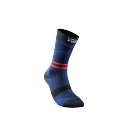Thuasne - Medium high compression socks running sport up active - Degressive compression from ankle to calf - Made in France, Black / blue foncé / rouge