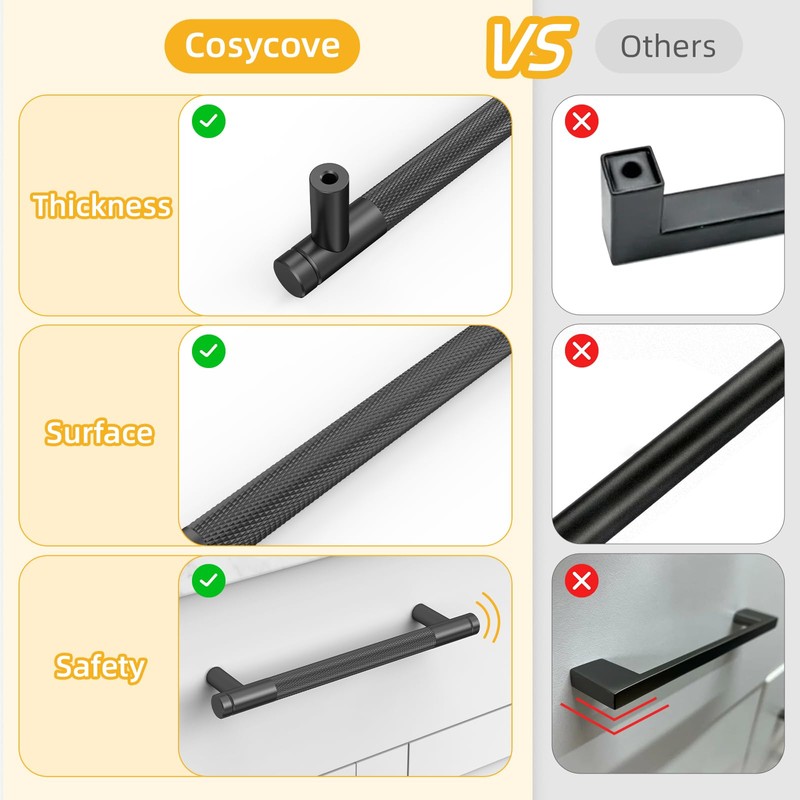 Cosycove 10 Pack Champagne Bronze Knurled Kitchen Cabinet Knobs, Cupboard