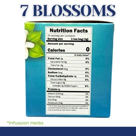 Therbal 7 Blossoms Herbal Tea – 25 Tea Bags – Caffeine-Free, Natural Infusion with Chamomile, Passionflower, Valerian, Hibiscus - Relaxing Nighttime Blend