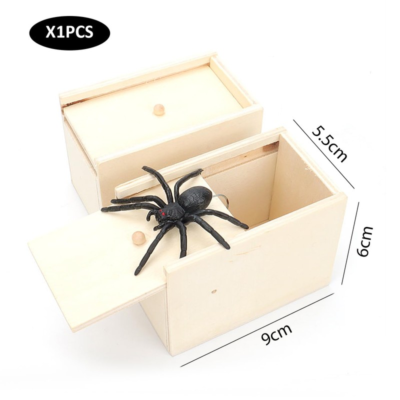 1 Piece Spider Prank Box, Handmade Spider Toy Box, Wooden