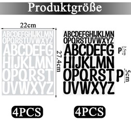 NISENTIA Buchstaben Aufkleber, 416 Stück/8 Blatt klebebuchstaben Schwarz Weiß, Selbstklebende Buchstaben Vinyl Sticker, Buchstaben zum Aufkleben Groß Wetterfest,für Postfach,Schilder,Adressnummer,DIY
