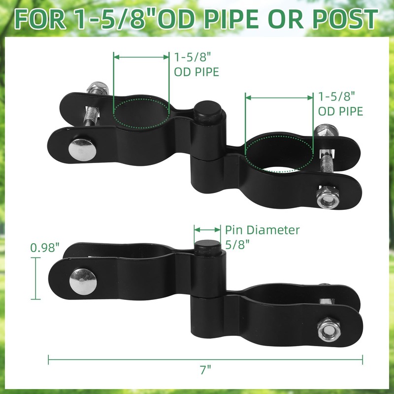 1-5/8'' Chain Link Fence Gate Post Hinge, 2 Pcs Gate