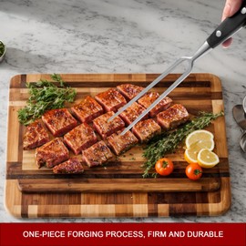 GDJIAJT Meat Fork Stainless Steel with Handle - 30 cm Carving Fork, Grill Fork, Serving Fork, Roasting Fork, Professional Multifunctional Cooking Fork, Meat Fork for Barbecue, Kitchen, Turkey,