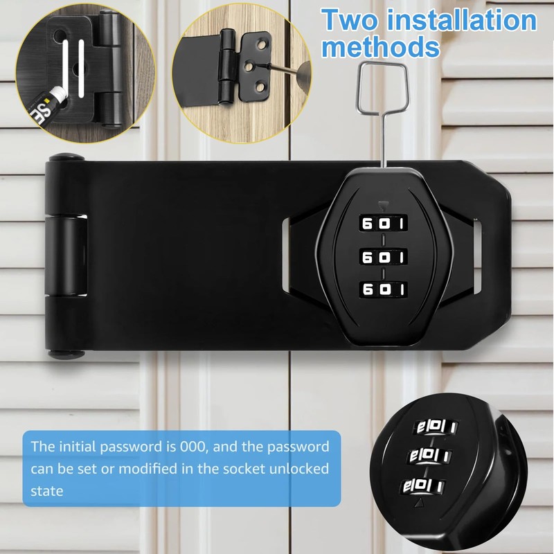 YanBous Hasp Lockable 4 Inch Security Hasp, Combination Lock, Door