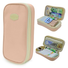 RTWOYOUJIA Large Capacity Pencil Case - Durable Zipper Aesthetic Pen Pouch, Big Storage Organizer for School, Office & Travel - Waterproof & Multi-Use (Pink)