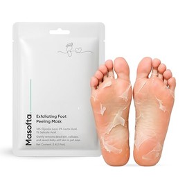 Mascarilla exfoliante para pies Masotta para talones secos, agrietados y callosidades con ácido glicólico, láctico y salicílico | Elimina la piel muerta en días | (1 par)