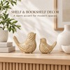 2 Pack Wood Grain Ceramic Bird Figurines, Small Bird Statues
