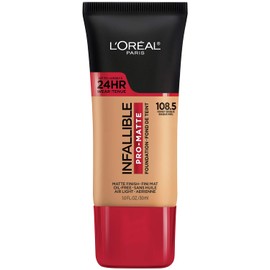 L'Oreal Paris Cosmetics Makeup Infallible Pro-Matte Liquid Longwear Foundation, Honey Bisque 108.5, 1 fl. oz., 108.5 Honey Bisque