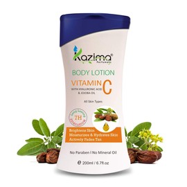 KAZIMA VITAMIN-C BODY LOTION (200ML) with Hyaluronic & Jojoba Oil For Skin Moisturizer & Hydrates Skin
