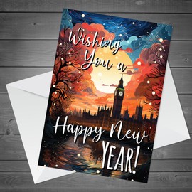 RED OCEAN Happy New Year Card For Family, New Year Card For Friends, Neighbours, Colleagues, New Years Eve Celebration Card For Men Women