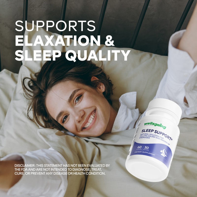 Wellsgoing Sleep Support Supplement, Herbal Blend with Magnesium Glycinate, L-Theanine,