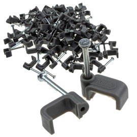 enTie FLAT Grey 10mm Cable Clips for 2.5mm2 Twin & Earth Cables [100 Pack] [10mm (2.5mm2 T&E)]