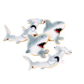1 Dz. Hammerhead and Great White Shark Cookies! Ocean Themed Birthday Party Favors or Event Gift!