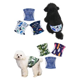 Feather Store Dog Manor Belt, 3-piece Set, Male, Mesh Lining, Absorbent Layer, Waterproof, Adjustable Waist, Prevents Marking, Estrus, Nursing, Leak Prevention, Manners Pants (M, Camouflage)