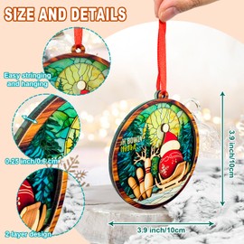 Bowling Christmas Ornament - 2 Layer Wood & Acrylic Suncatcher Ornament - Oh Bowly Night Tree Decor for Bowling Lovers - Funny Bowling Gifts - 2024 Christmas Home Decor