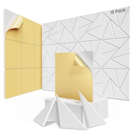 18 pack Acoustic Panels With Self-Adhesive, 12"X 12"X 0.4"Sound Proof Foam Panels, Sound Panels High Density, Soundproof Wall Panels for Home Studio Office-White