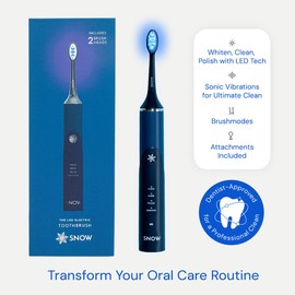 SNOW LED Whitening Electric Toothbrush | Dentist-Designed Electric Toothbrush for Adults | Sonic Technology, LED Light, Modes, Timer, Rechargeable Plaque Removal & Teeth Whitening Polar Blue Gen2