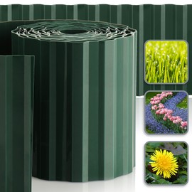 com-four® lawn edging made of plastic - flower bed edging for lawns, flower beds or as a mowing edge., Green