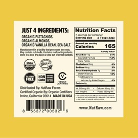 NutRaw Organic Pistachio Almond Butter, 2 Pack (8oz Jars) – Vegan Pistachio Almond Spread with 6g Plant Protein – Clean Ingredient Nut Butter, Gluten Free, No Added Sugar, No Seed Oils