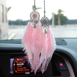 Dream Catcher Car Pendant Dream Net Car Decoration Car Accessory Interior Decoration Gift (Pink)