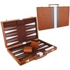 Backgammon Set - Classic Board Game with Premium Leather Case