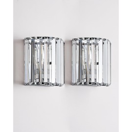 YORKCARE Crystal Wall Sconces Set of Two, Modern Wall Sconce Set of 2 in Chrome Finish, E12 Bases Wall Lamp for Living Room, Bedroom, Bathroom, Hallway, Entryway, Bulbs not Included