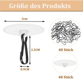 FLEXNOVA 40 Stück Deckenhaken Selbstklebend, Klebehaken Decke Extra Stark, Deckenhaken Deckenbefestigung Ohne Bohren, Haken Decke Ohne Bohren für Schlafzimmer, Badezimmer, Küche, Schlafzimmer Wand