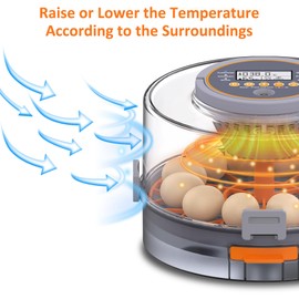 Egg Incubator with Automatic Egg Turning and Humidity Control, Intelligent Egg Incubator with Automatic Temp. Adjustment, 12 Egg Incubator