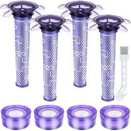 GOEDCH V8 Filter for Dyson Replacement Filter Accessories: 4 HEPA Post Filters, 4 Star Pre Filters, 1 Cleaning Brush, High Quality for V8 Extra, V8 Focus Mattress, V8 Absolute Stick, V8 Animal Cold