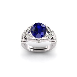 LMDPRAJAPATIS 9.25 Ratti/10.25 Carat Genuine 925 Sterling Silver Natural Gemstone Art Deco Flower Floral Silver Adjustable Ring For Women And Men, Gemstone, Blue Sapphire