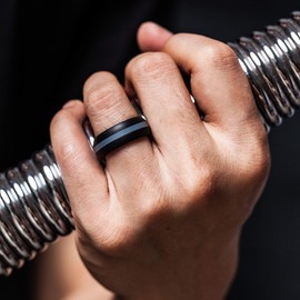 Thunderfit Mens Silicone Rings Wedding Bands - 4 Pack (Dark Blue, Black Middle Dark Blue, Black middle Dark Grey, Black, 9.5 - 10 (19.8mm))