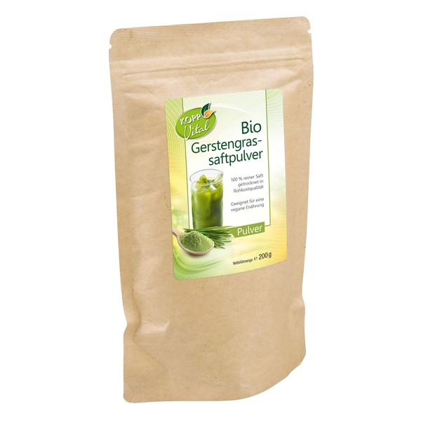 KOPP Vital® Bio-Gerstengrassaftpulver | 200 g | Bio-zertifiziert | Vegan