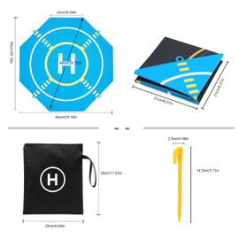 Drone Landing Pad Portable Foldable,25in Double-Sided Waterproof Helipad for DJI Mavic 4 Pro/Mini 4 Pro/Mavic 3 Pro/Neo/Flip RC Drones Helicopter, Drone Landing Pad Accessories (25in—Blue)