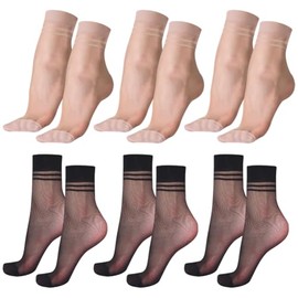 UUYYEO 10 Pairs Sheer Nylon Ankle Socks Thin Summer Casual Socks See Through Short Socks Mid Calf Mesh Socks Ladies Striped Socks