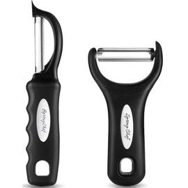 Spring Chef Swivel Vegetable Peeler & Y Potato Peeler for Kitchen with Soft Grip Handles and Ultra Sharp Stainless Steel Blades, Perfect for Veggie, Fruit, Carrot, Apple - Dishwasher Safe - Black