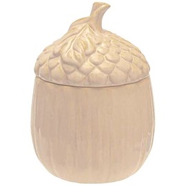 Boston International Acorn-Shaped Ceramic Cookie Jar with Lid, Holds 12.5 Cups, Cream