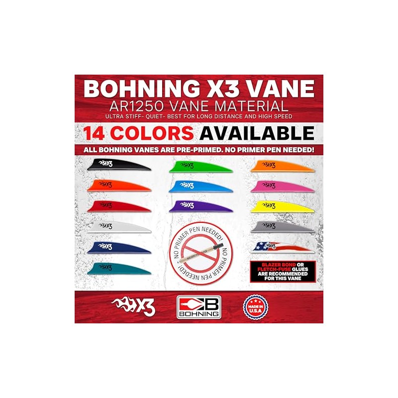 Bohning X3 Vane, 2.25", Black, 36pk