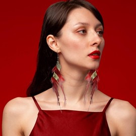 Feather Earrings for Women Boho Bohemian Long Tassel Drop Dangle Earrings Jewelry Birthday Christmas Gifts