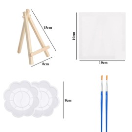 2 Set Canvas and Easel Set, Mini Canvas and Easel, Mini Canvases, Suitable for Art Classes, Painting Parties, Oil Painting, Tabletop Art and Handicrafts, Watercolor, Tempera Art Projects