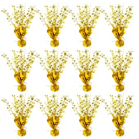 YinNorth 12 Pcs Metallic Foil Spray Centerpiece Party Star Table Decoration Brust Glitter Table Topper Decor for Birthday Graduation Holiday Christmas Dining Celebration New Year Party Supplies, Gold