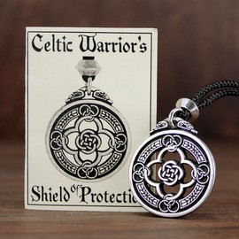 Pewter Celtic Knot Warrior Shield Pendant Necklace