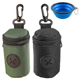 QIHUAN 2 Pieces Dog Sock Bags And 1 Piece Pet Folding Bowl, Pet Outdoor Supplies, Portable Sock Bag Dispenser.