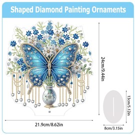 5D Diamond Painting Butterfly, DIY Diamond Painting Stand with Flowers and Crystals, Creative Craft Set for Adults and Children, Butterfly Diamond Painting Set for Home and Office Decoration