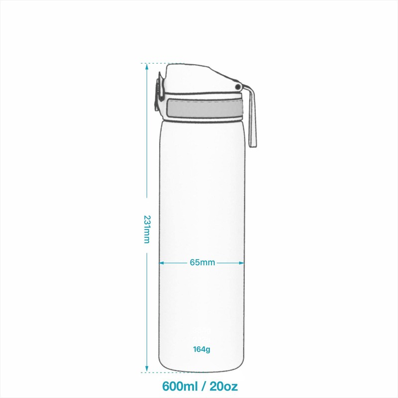 Ion8 Leak Proof Slim Water Bottle, Stainless Steel, 600ml (20oz),