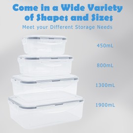 Coriver Food Storage Containers with Lids, Pack of 8 (4 Containers + 4 Lids), Reusable Airtight Storage Containers, Plastic Containers, Meal Prep Boxes, BPA-Free Fresh Keep, Kitchen Meal Prep Boxes,